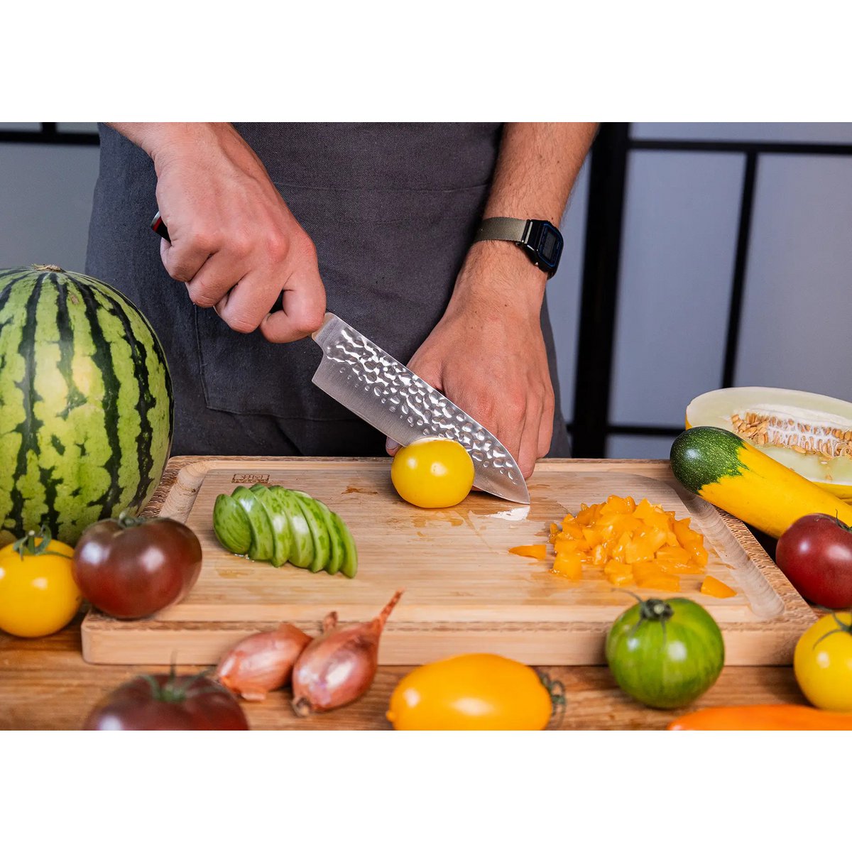 Mes - Santoku met bamboe Saya en bamboedoos - lemmet 180 mm KOTAI kitchen