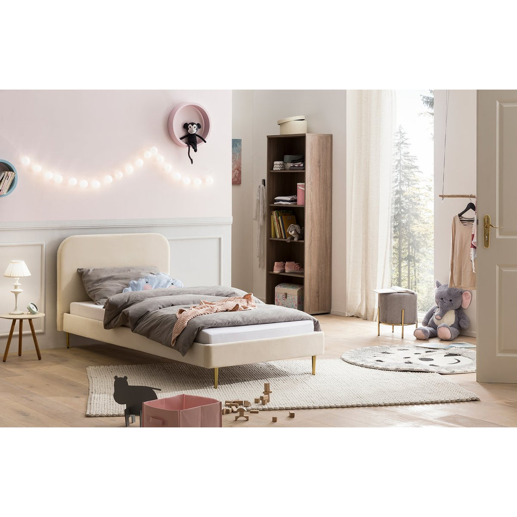 Gestoffeerd bed met beige fluwelen hoes 90x200 cm SalesFever