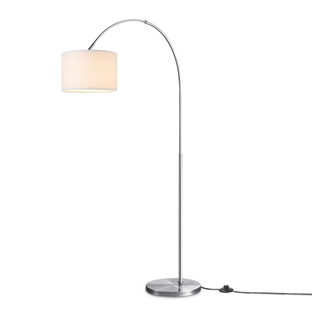 Home Sweet Home Moderne Boog Vloerlamp - Duke - Geborsteld Staal - Wit Home Sweet Home