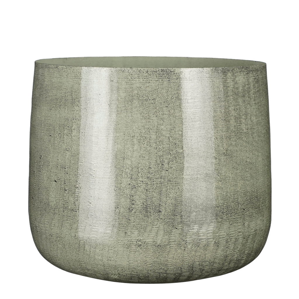 Benson Bloempot - H27 x Ø32 cm - Metaal - Lichtgrijs Mica Decorations