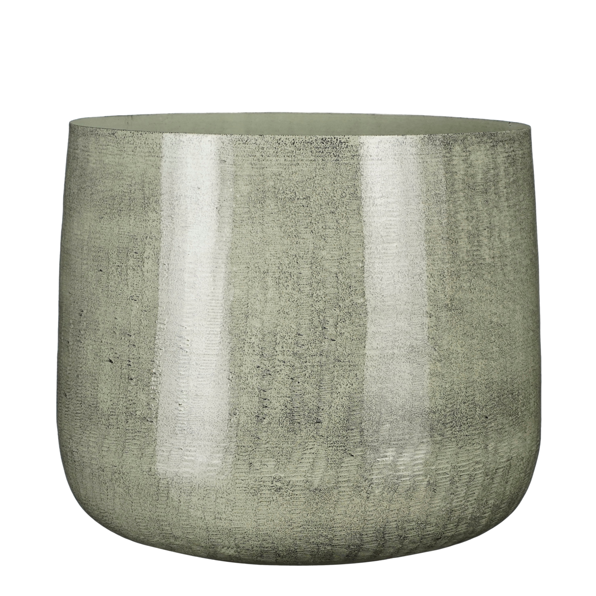 Benson Bloempot - H27 x Ø32 cm - Metaal - Lichtgrijs Mica Decorations