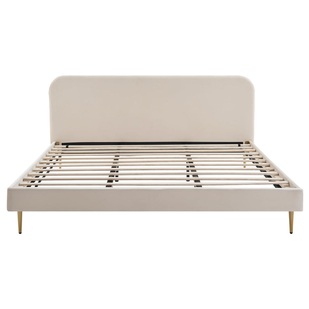Gestoffeerd bed met beige fluwelen hoes 180x200 cm SalesFever