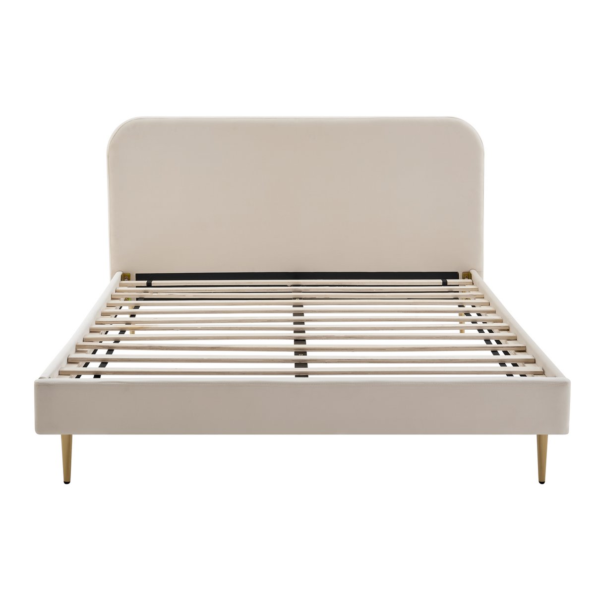 Gestoffeerd bed met beige fluwelen hoes 140x200 cm SalesFever