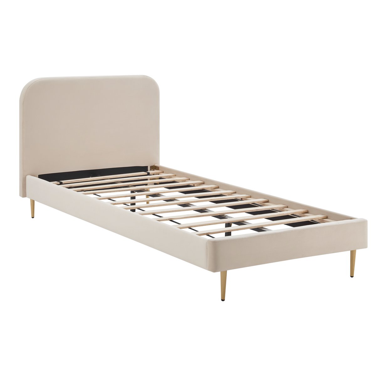 Gestoffeerd bed met beige fluwelen hoes 90x200 cm SalesFever
