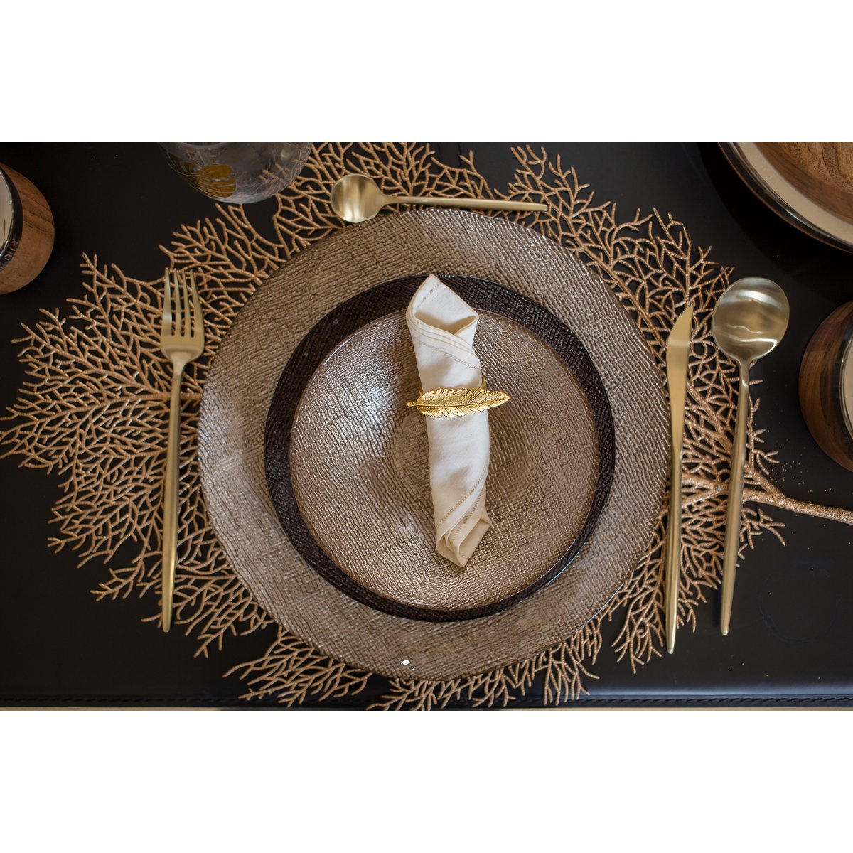 Huishouden 24 stuks champagne mat afgeronde contouren AULICA