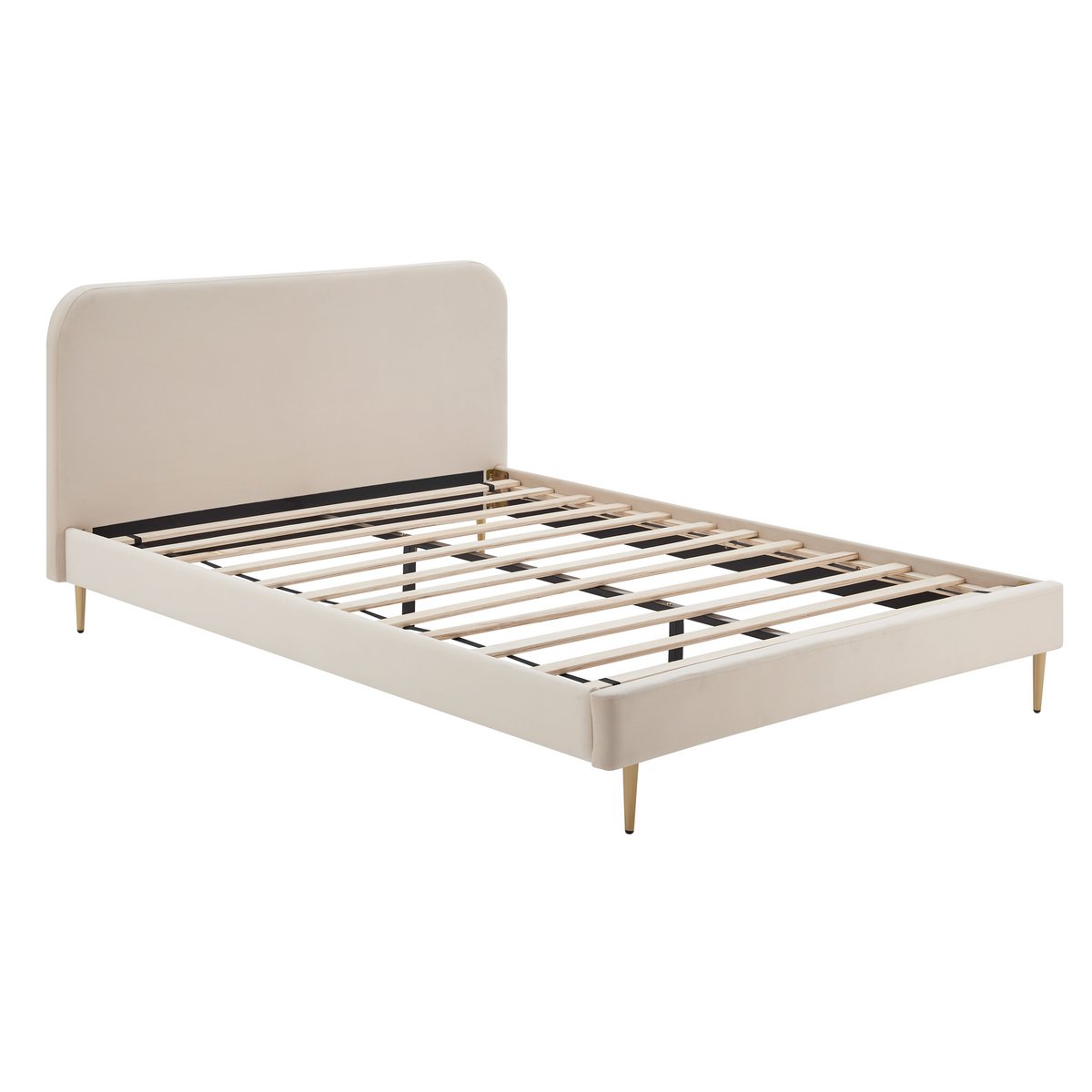 Gestoffeerd bed met beige fluwelen hoes 140x200 cm SalesFever