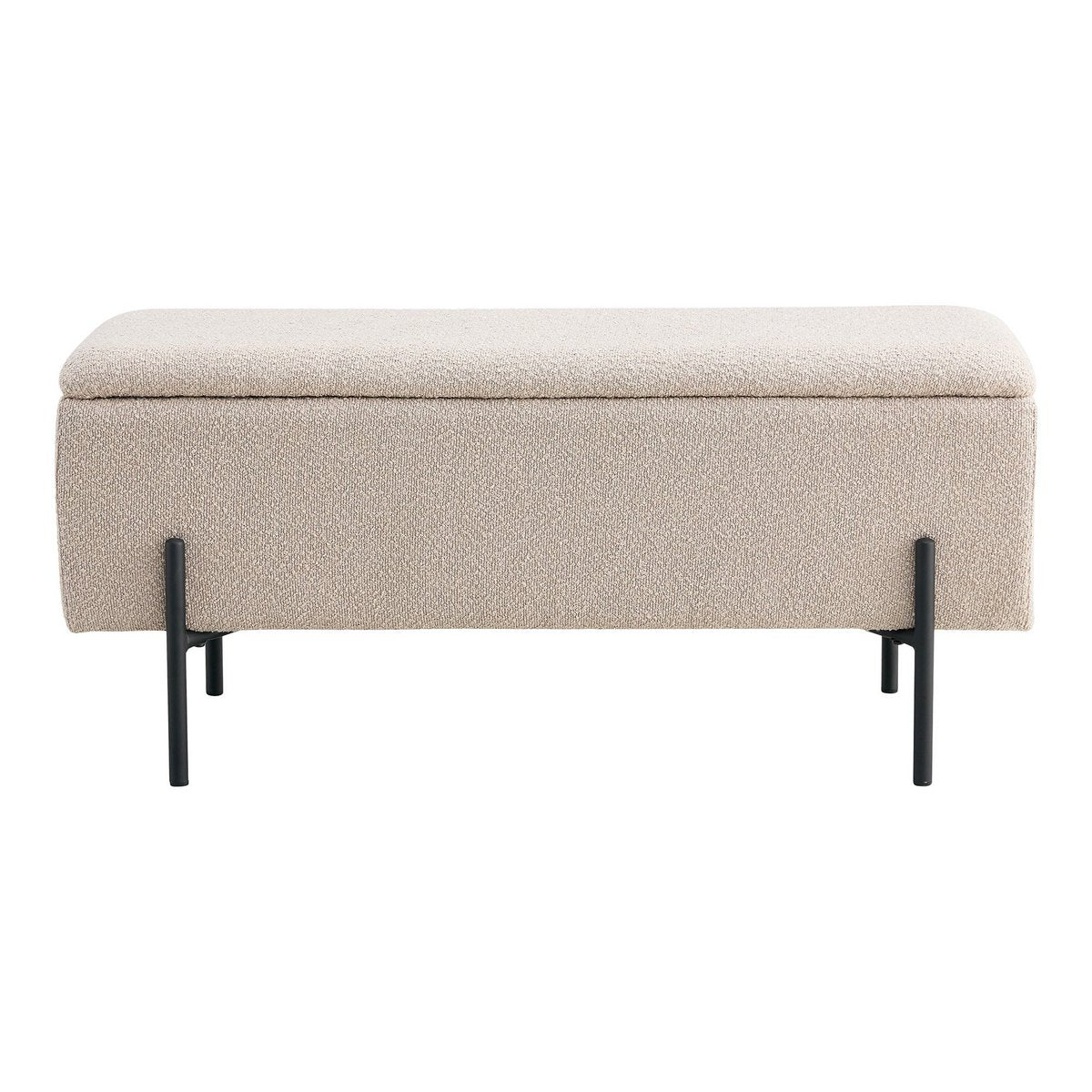 Watford Bank - Beige, Bouclé, met opbergruimte 95x36,5x43cm House Nordic ApS