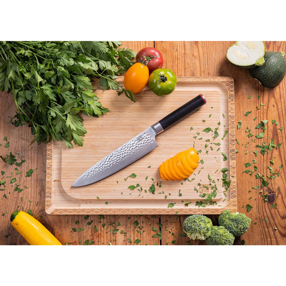 Mes - Gyuto (koksmes) met bamboe Saya en bamboedoos - 200 mm lemmet KOTAI kitchen