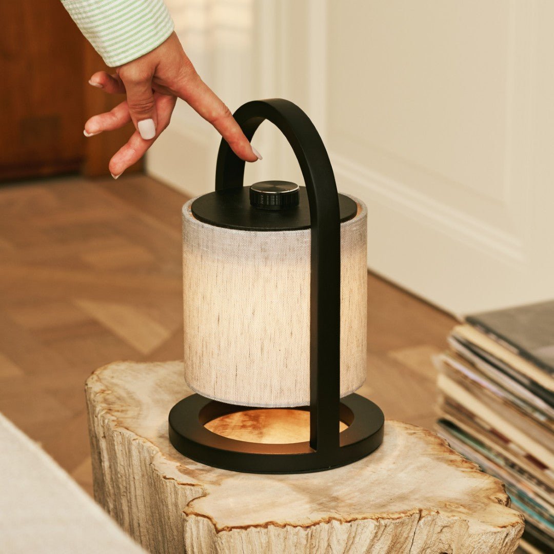 River Black & Gray Wooden oplaadbare lamp - Dimable & snateloze licht Tavellio - Amsterdam