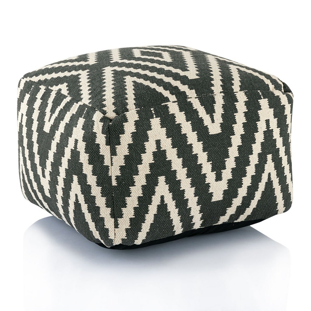 Zittend dobbelstenen voetkrukken stoel kruk 50x35x50cm pouf kelim vloerkussen peru zwarte taupe gele turquoise Voglrieder kreatives Wohnen