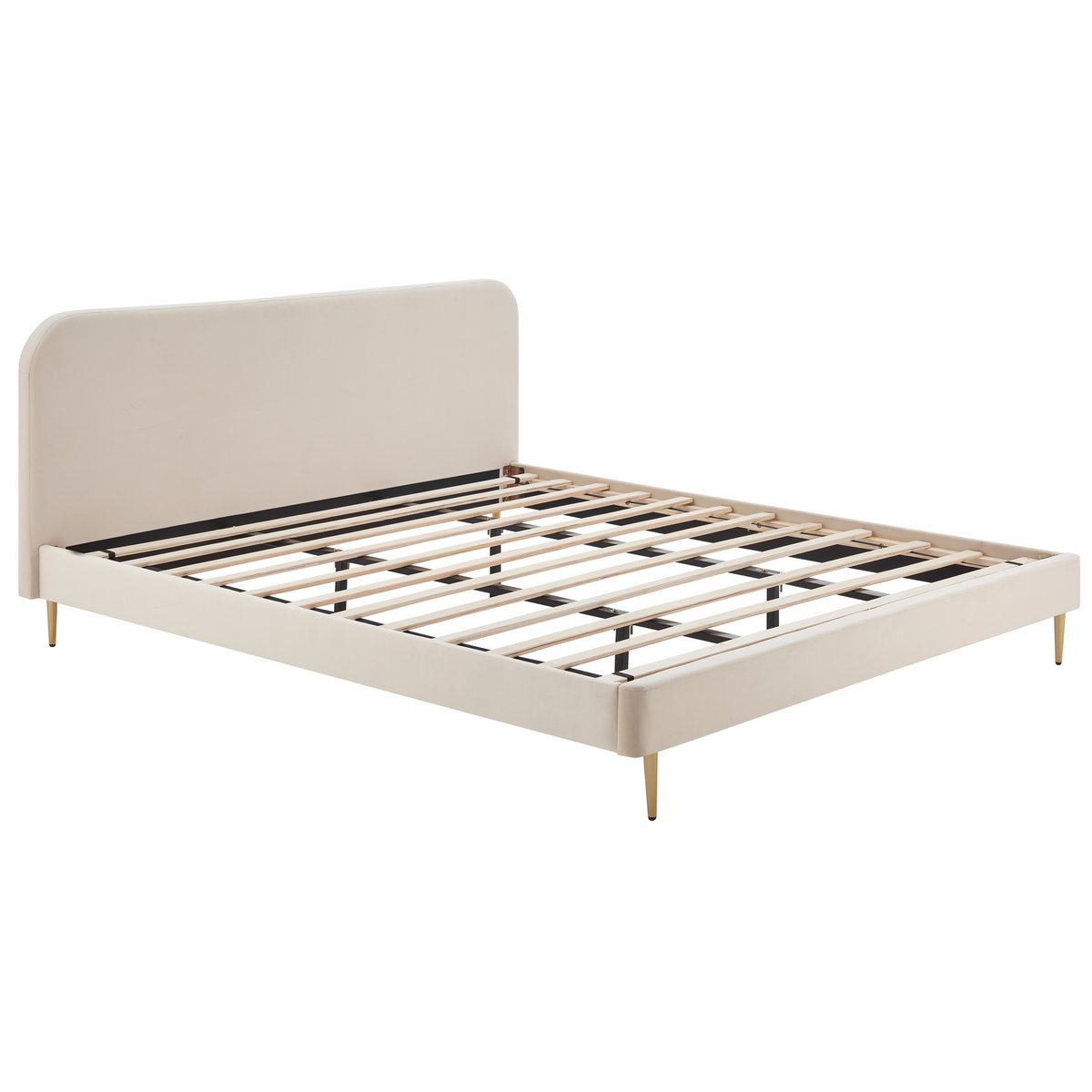 Gestoffeerd bed met beige fluwelen hoes 180x200 cm SalesFever