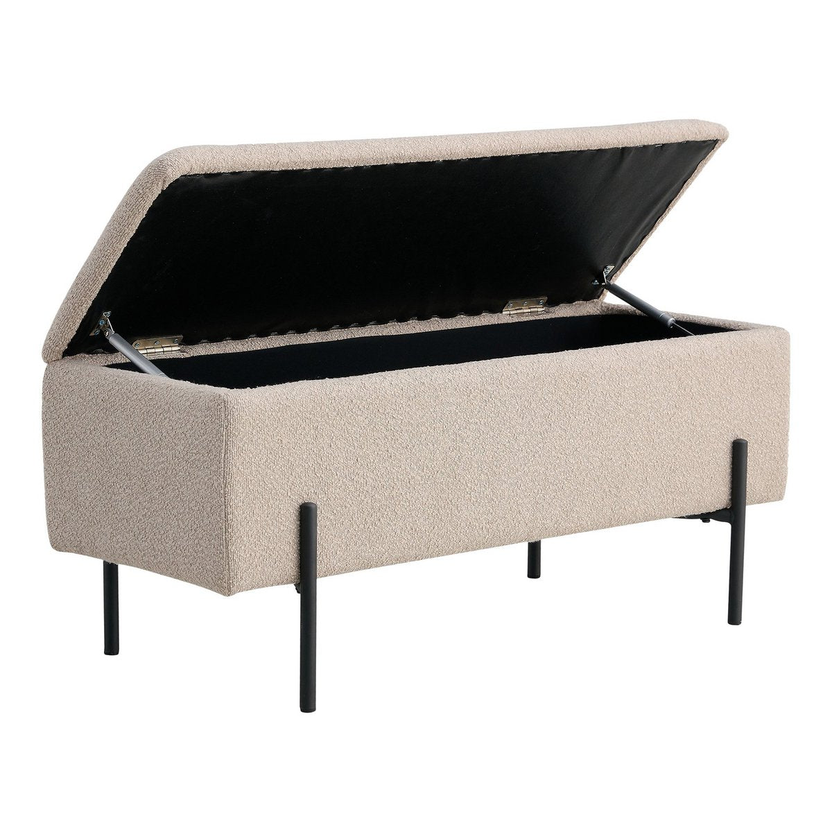 Watford Bank - Beige, Bouclé, met opbergruimte 95x36,5x43cm House Nordic ApS