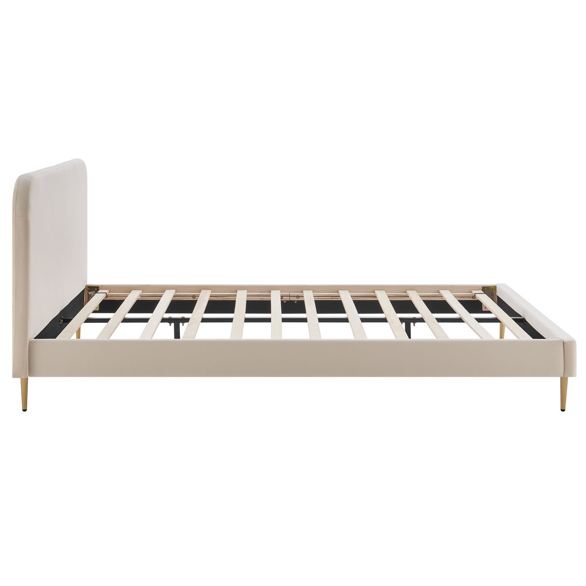 Gestoffeerd bed met beige fluwelen hoes 140x200 cm SalesFever