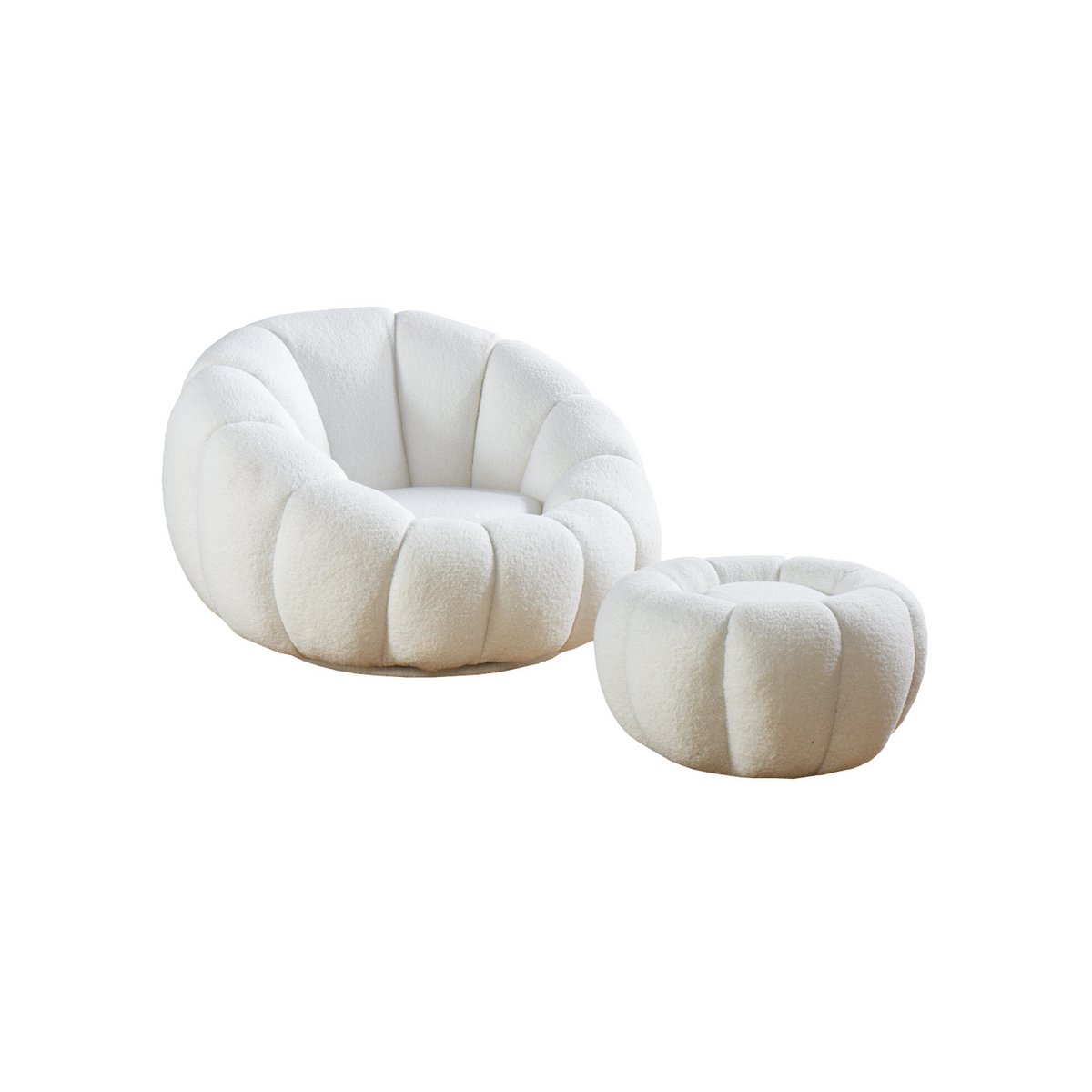 Fauteuil- en krukset gemaakt van wit teddybont SalesFever