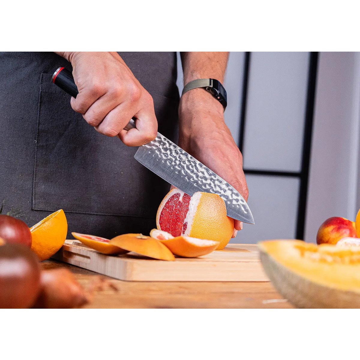 Mes - Santoku met bamboe Saya en bamboedoos - lemmet 180 mm KOTAI kitchen