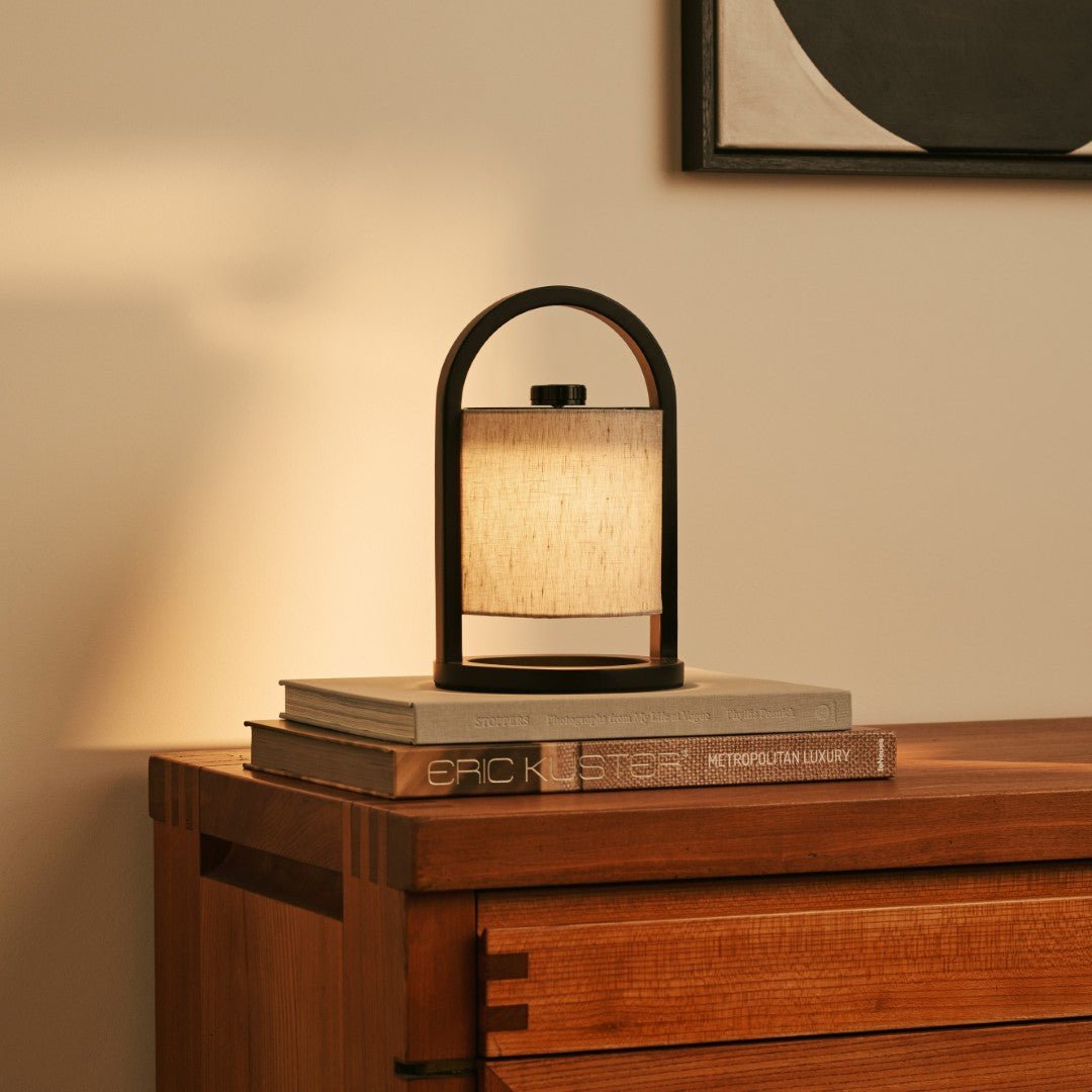 River Black & Gray Wooden oplaadbare lamp - Dimable & snateloze licht Tavellio - Amsterdam