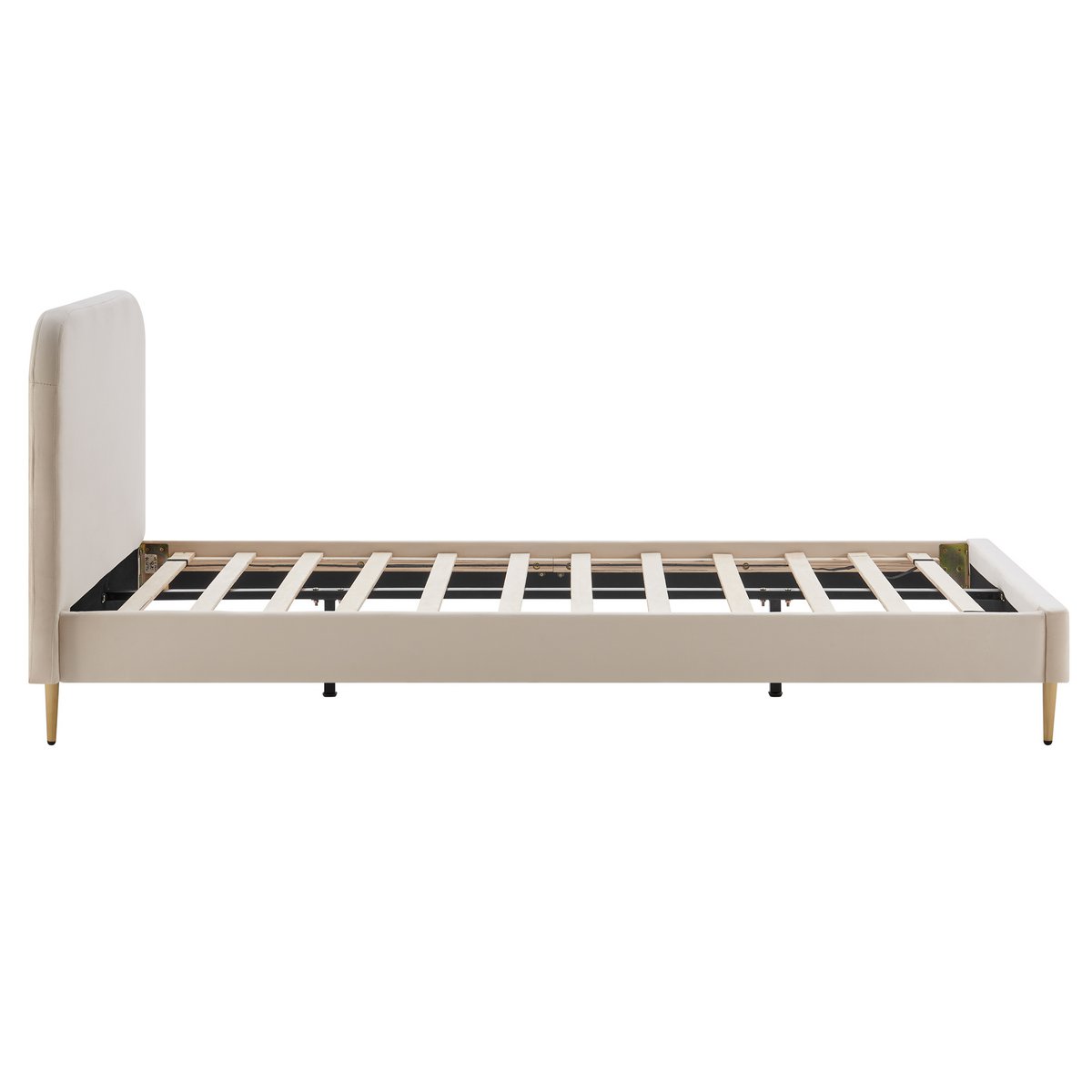 Gestoffeerd bed met beige fluwelen hoes 90x200 cm SalesFever