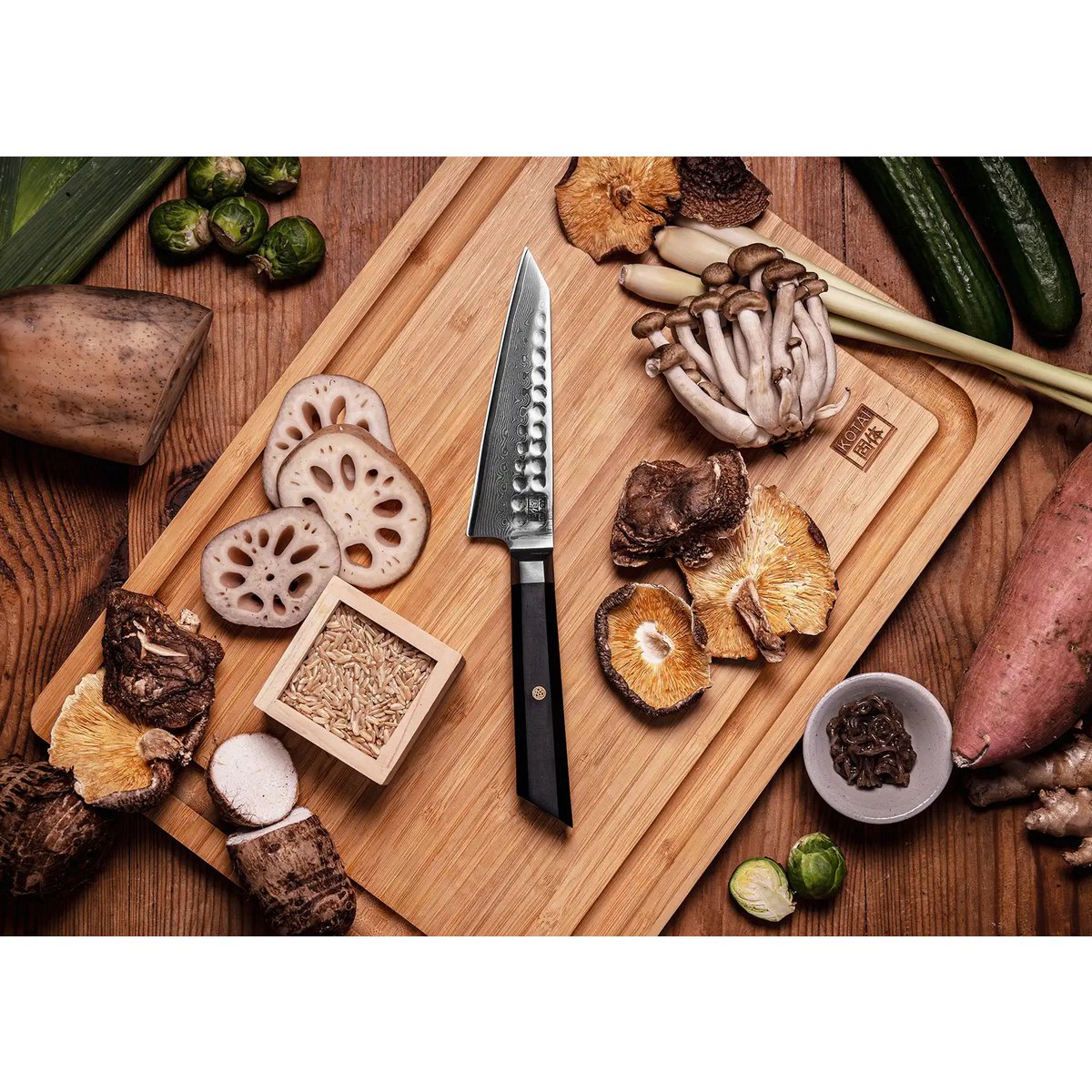 Bunka Petty Damascus Utility Knife - lemmet van 135 mm KOTAI kitchen