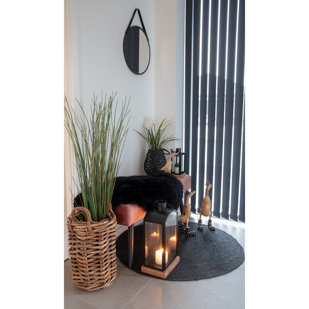 Trapani Spiegel - Zwart, Staal, Kunstleer, Ø38cm House Nordic ApS