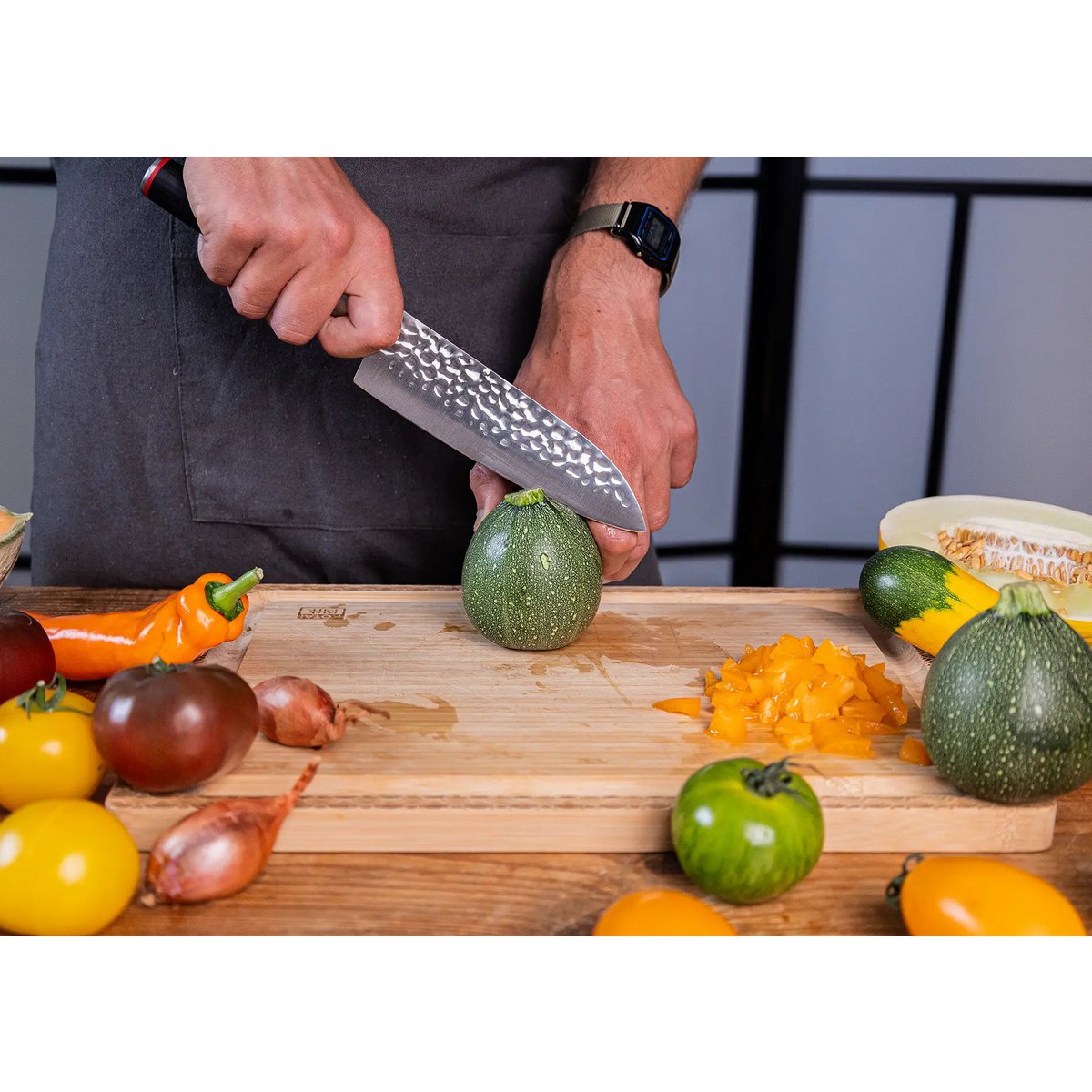 Mes - Santoku met bamboe Saya en bamboedoos - lemmet 180 mm KOTAI kitchen