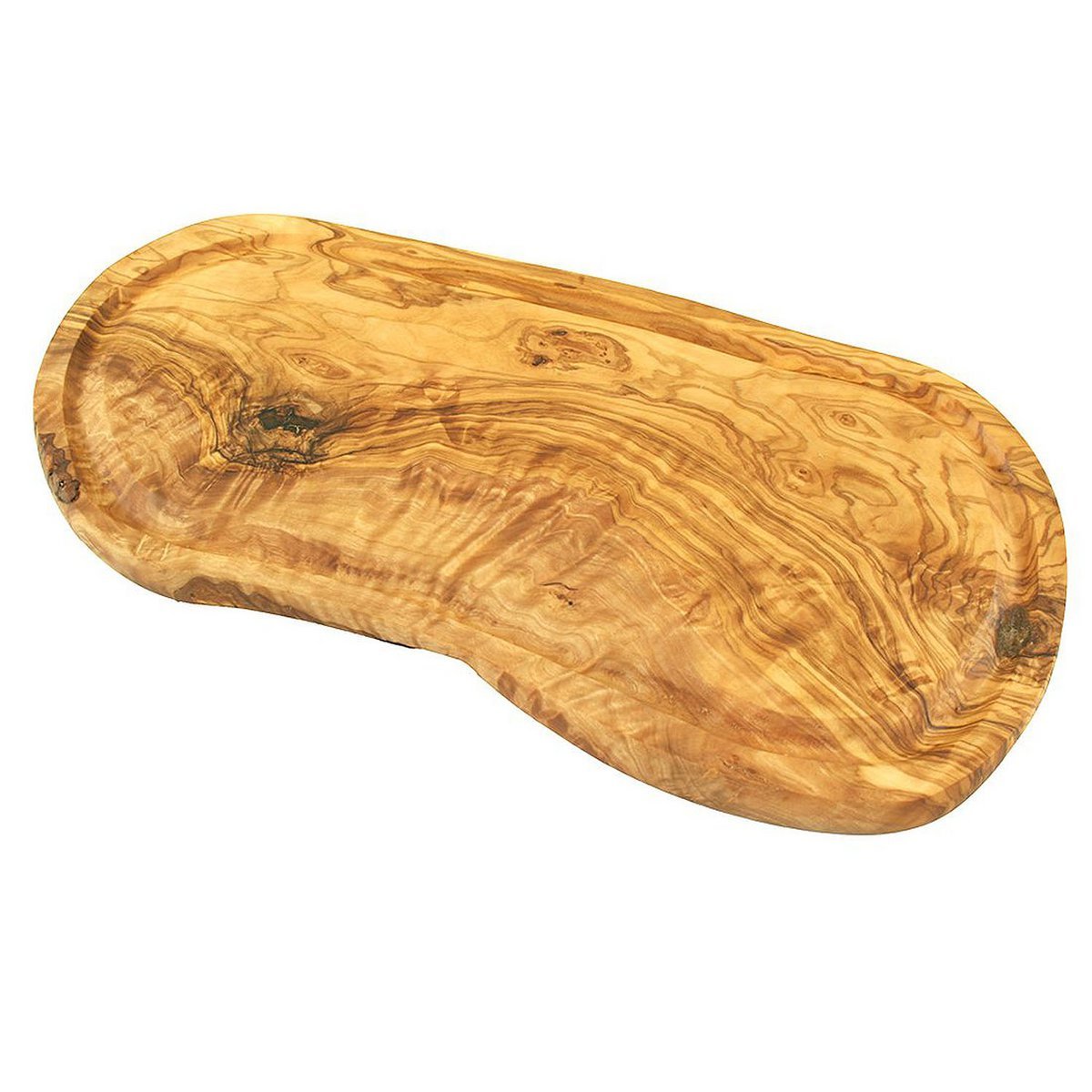 Steakplank RUSTIEK (lengte ca. 40 - 44 cm) met sapgleuf & zonder handvat Olivenholz erleben