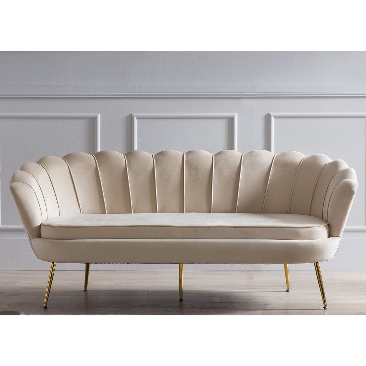 Shell bank 3 zits in beige fluweel SalesFever