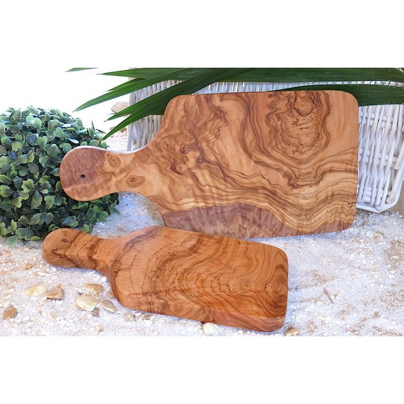 Set van 2 kruidenplanken en snijplank met handvat Olivenholz erleben