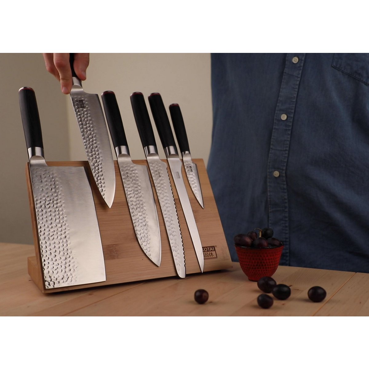 Keukenaccessoires - KOTAI magnetische bamboe messenhouder (opvouwbaar) - 30 x 22 cm KOTAI kitchen