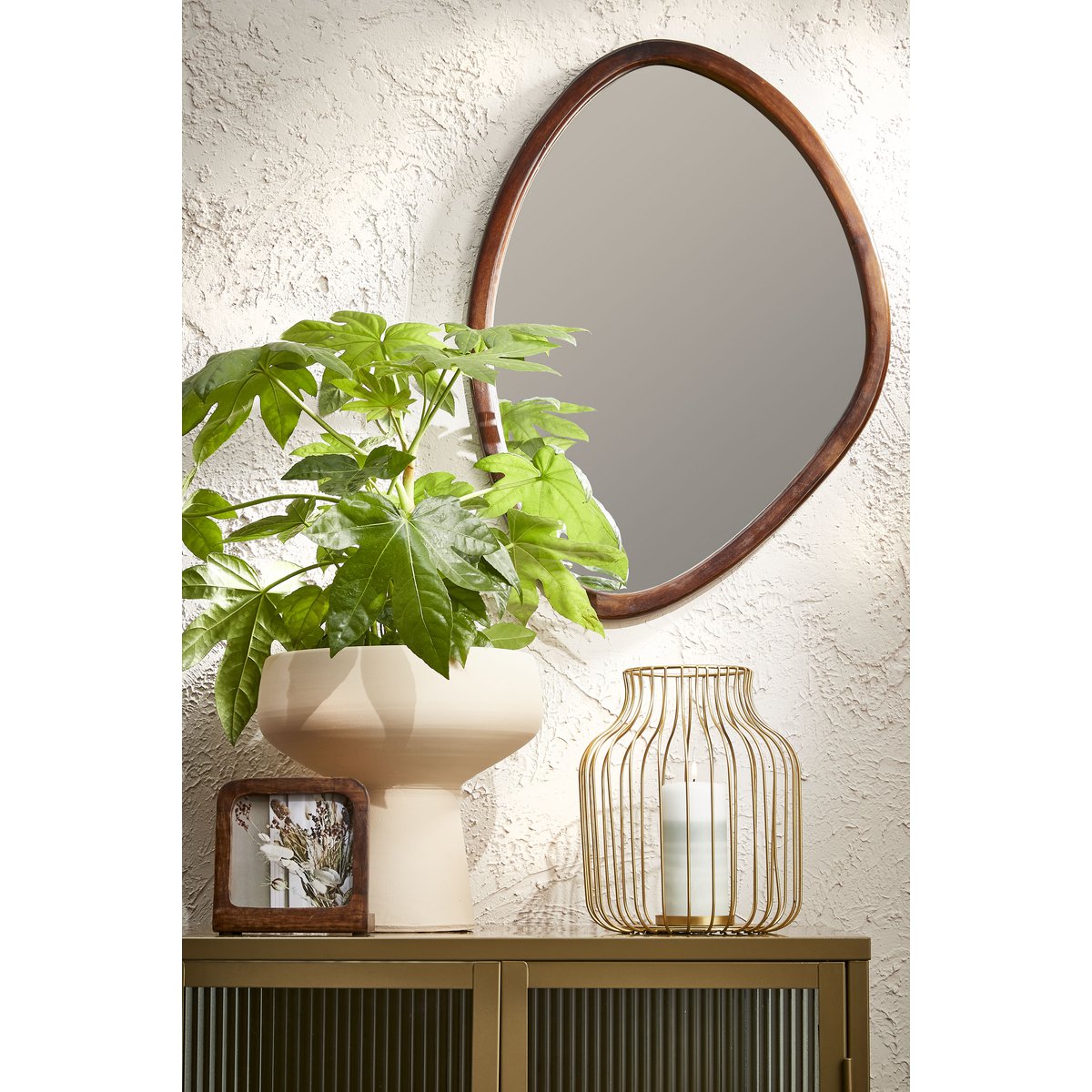 Bosco Wandspiegel - L50 x B69 cm - Mangohout - Donkerbruin Mica Decorations