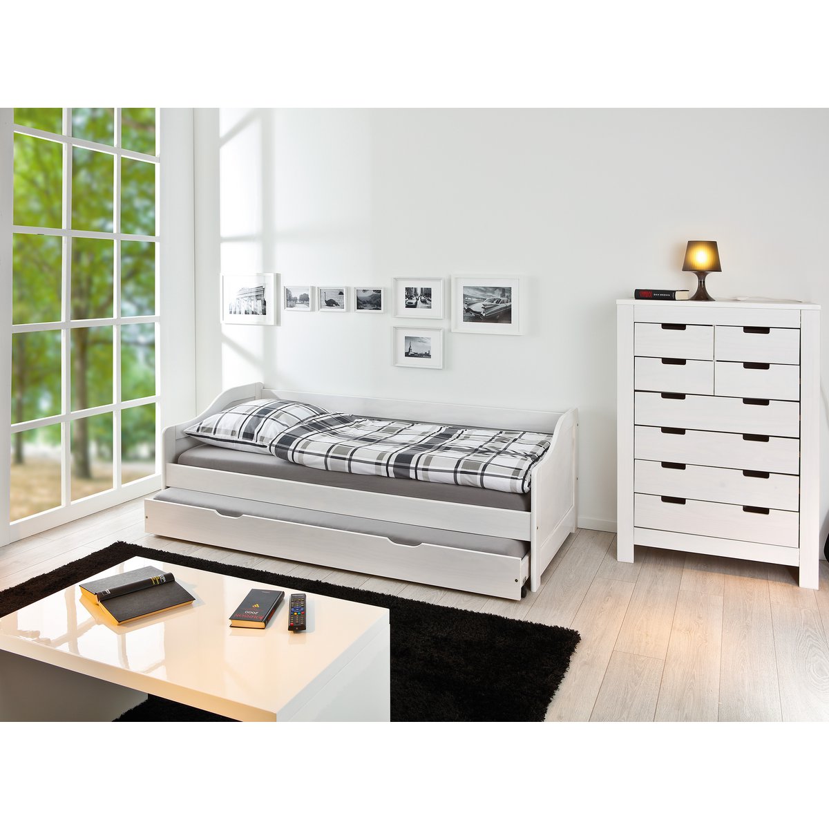 Bed voor matrassen 90x200 cm met 1 lade Moebilia