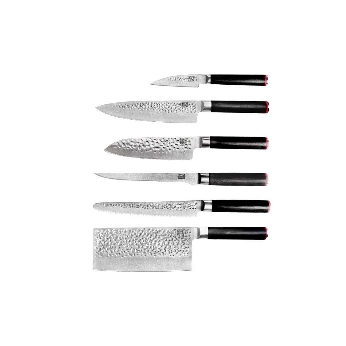 Messenset - De Complete Set: 6 messen (schilmesje + santoku + gyuto + fileermes + broodmes + hakmes) KOTAI kitchen