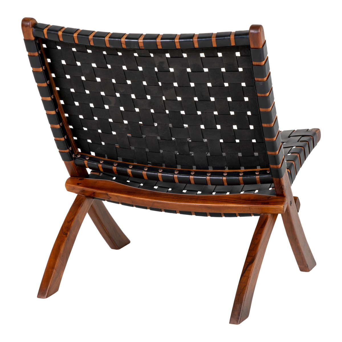 Perugia Klapstoel - Teakhout, Leer, Zwart - 66x74x73 cm House Nordic ApS