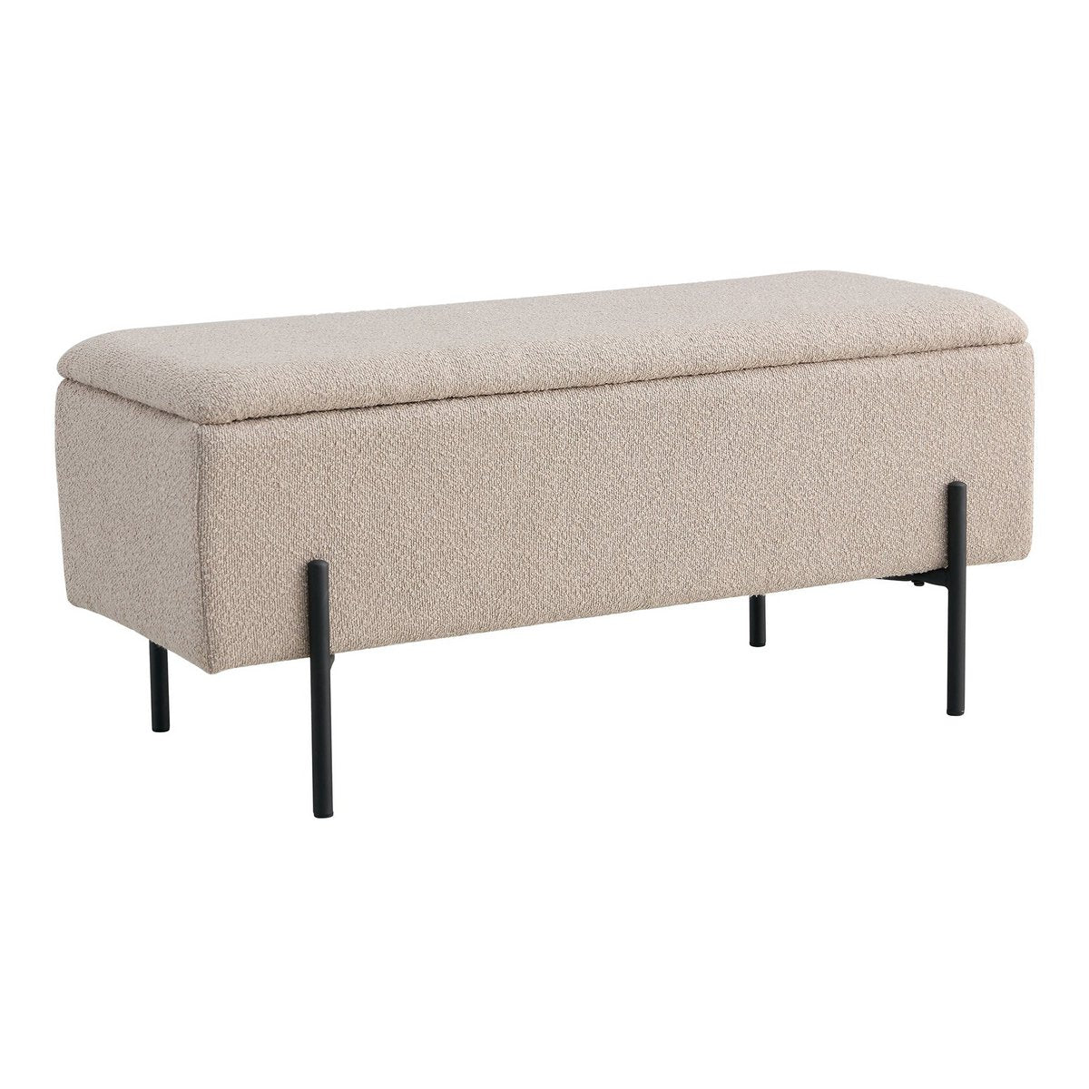 Watford Bank - Beige, Bouclé, met opbergruimte 95x36,5x43cm House Nordic ApS