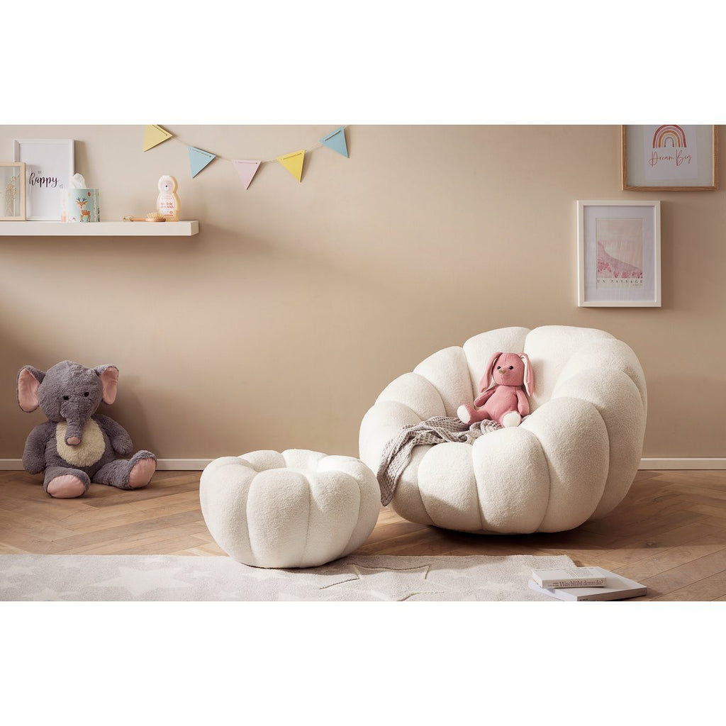 Fauteuil- en krukset gemaakt van wit teddybont SalesFever