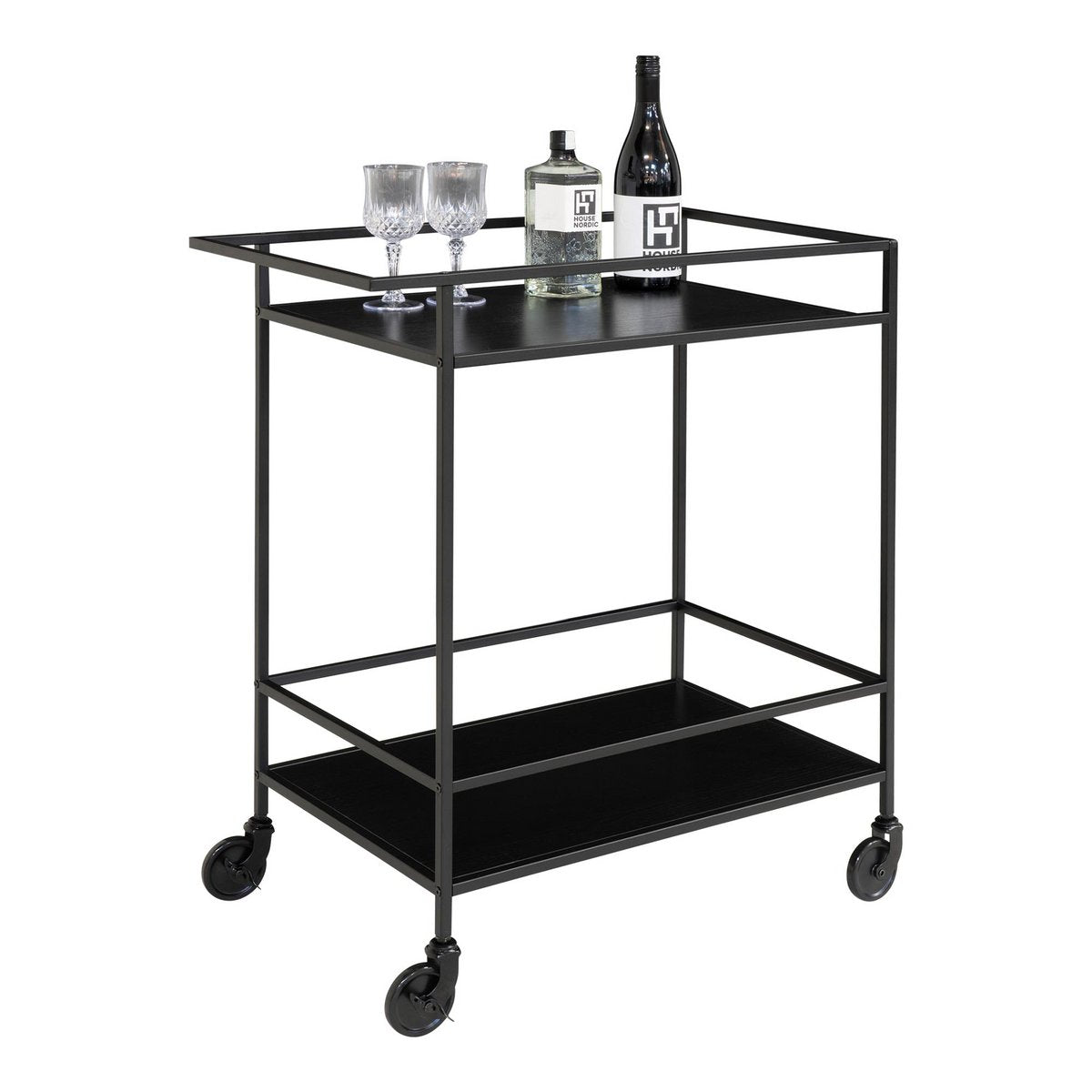 Vita Bar Trolley - zwart, staal, 68x40x79cm House Nordic ApS