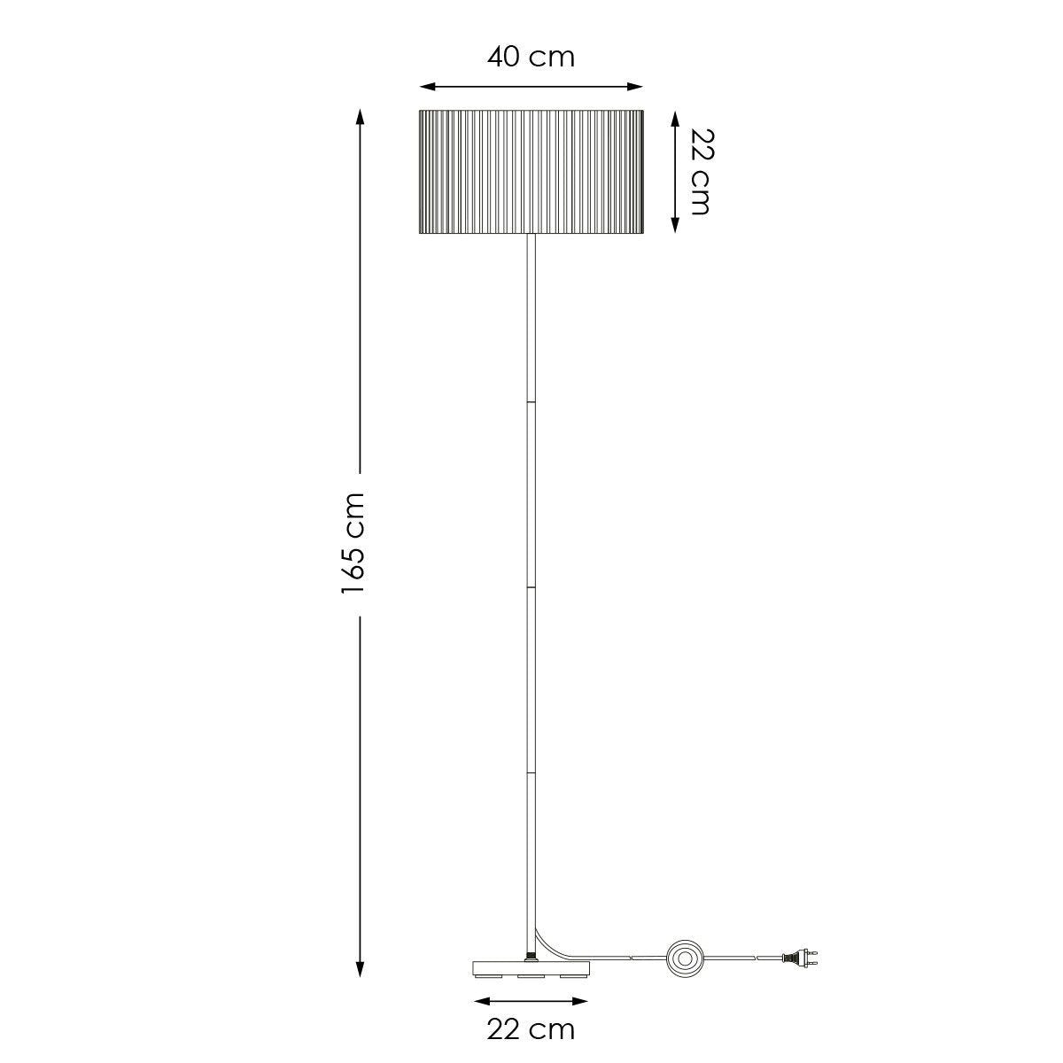 Home Sweet Home Cylindrische Corduroy Vloerlamp - Wit - ø40 x 165 cm Home Sweet Home