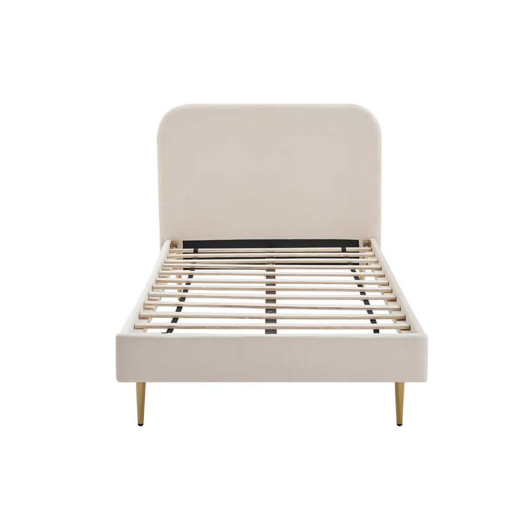 Gestoffeerd bed met beige fluwelen hoes 90x200 cm SalesFever