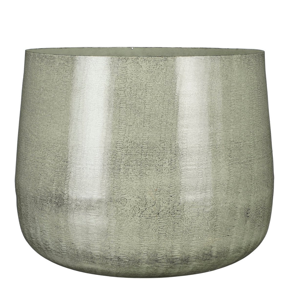 Benson Bloempot - H32 x Ø37 cm - Metaal - Lichtgrijs Mica Decorations