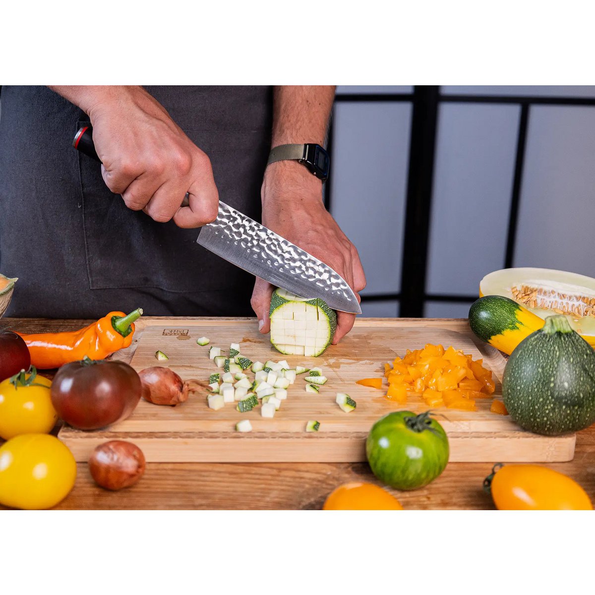 Mes - Santoku met bamboe Saya en bamboedoos - lemmet 180 mm KOTAI kitchen