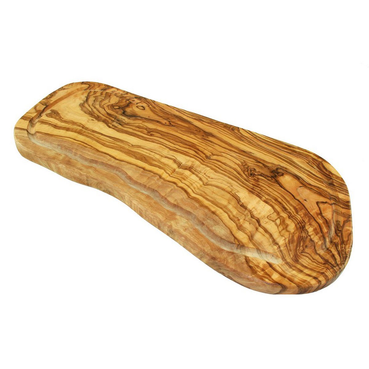 Steakplank RUSTIEK (lengte ca. 45 - 49 cm) met sapgleuf & zonder handvat Olivenholz erleben