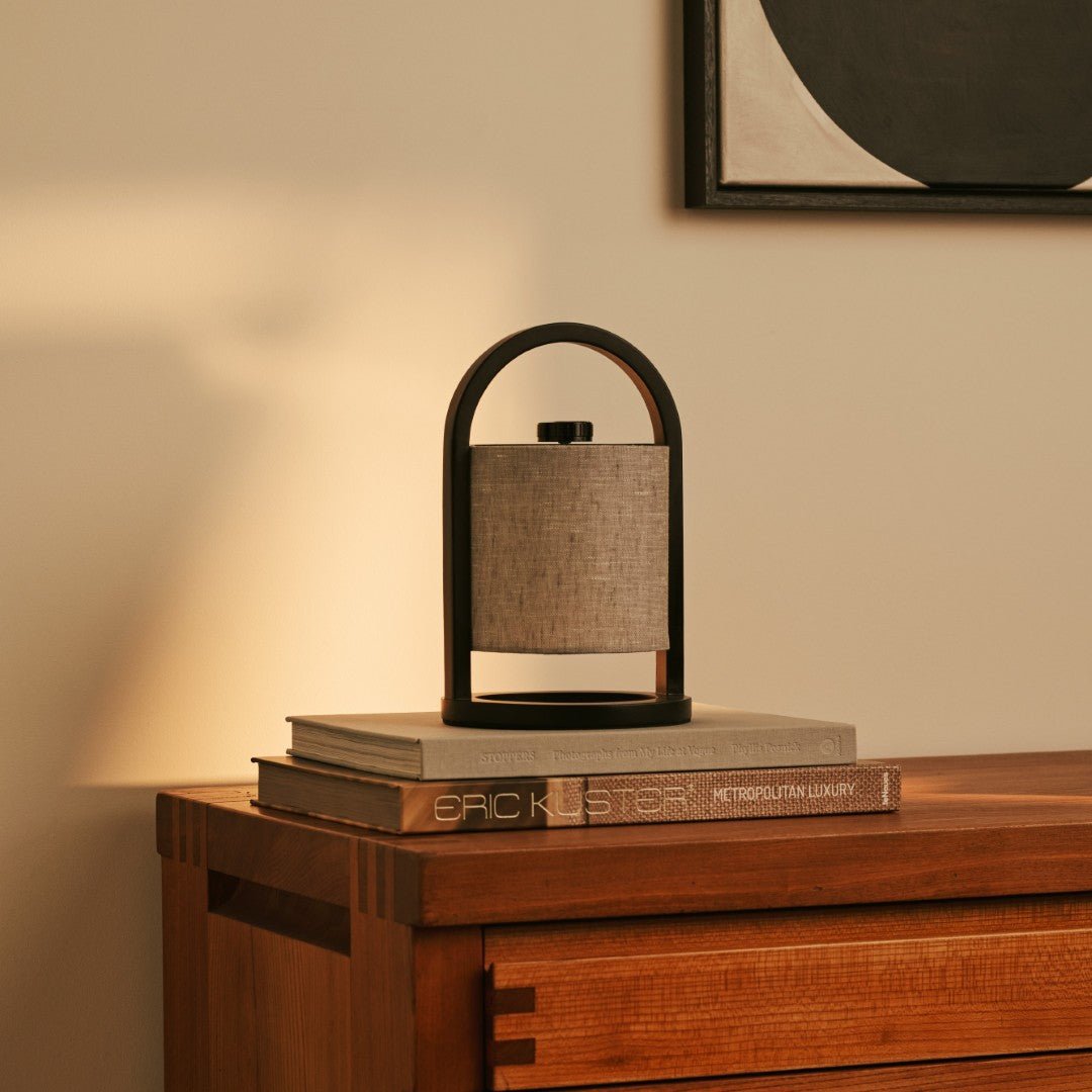 River Black & Gray Wooden oplaadbare lamp - Dimable & snateloze licht Tavellio - Amsterdam