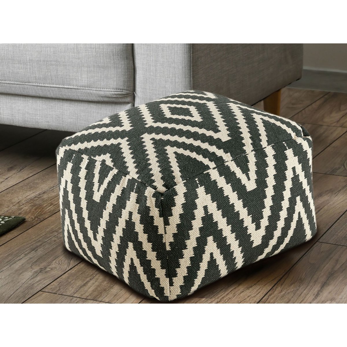 Zittend dobbelstenen voetkrukken stoel kruk 50x35x50cm pouf kelim vloerkussen peru zwarte taupe gele turquoise Voglrieder kreatives Wohnen