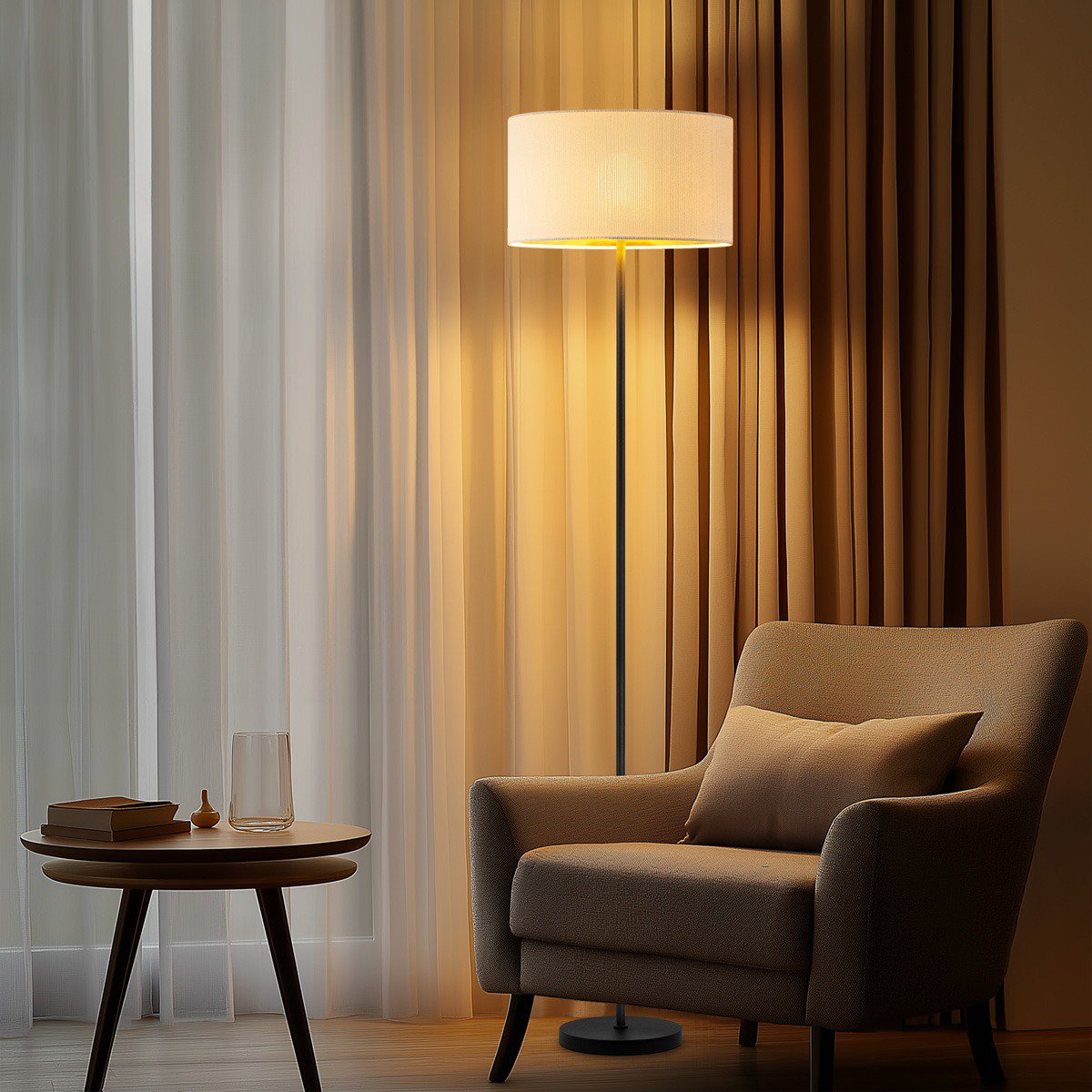 Home Sweet Home Cylindrische Corduroy Vloerlamp - Wit - ø40 x 165 cm Home Sweet Home