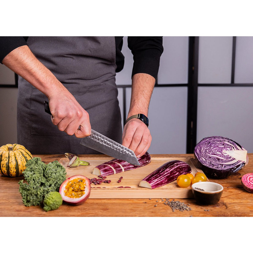 Mes - Bunka Santoku met bamboe Saya en bamboedoos - 170 mm lemmet KOTAI kitchen