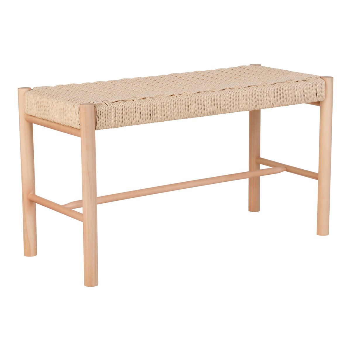 Abano Bank - Natuurlijk, populierenhout, papieren koord, 35x80x45cm House Nordic ApS