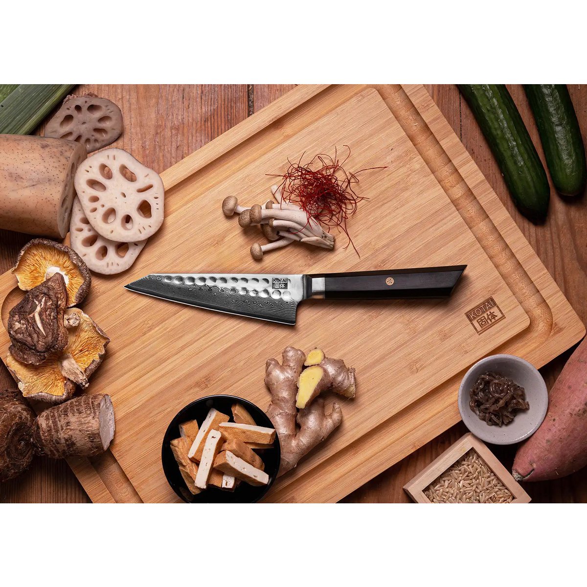 Bunka Petty Damascus Utility Knife - lemmet van 135 mm KOTAI kitchen