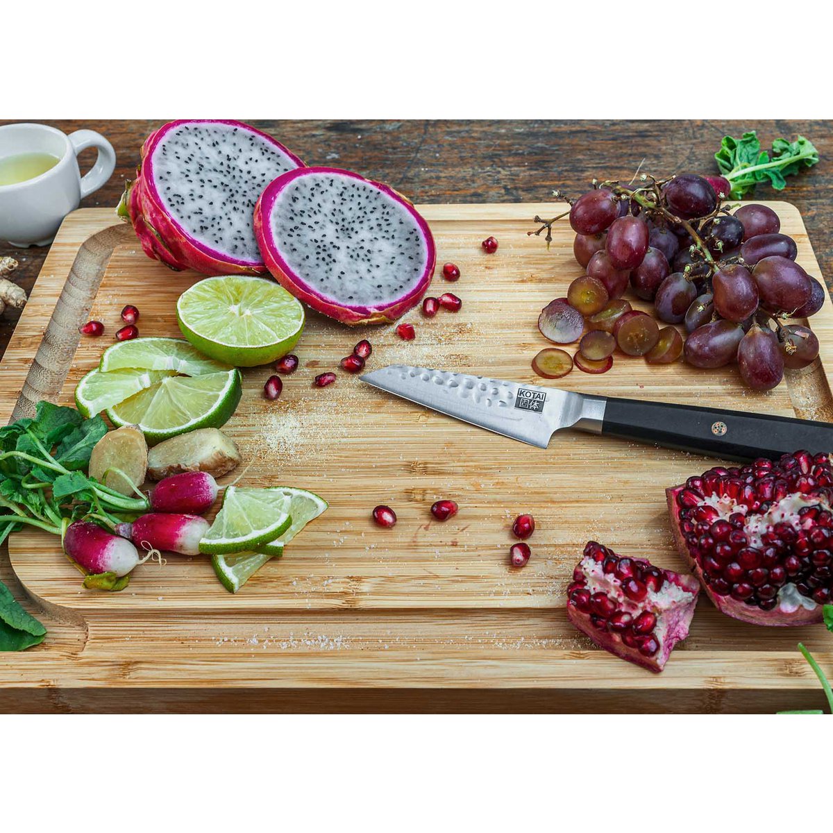 Messen en Keuken Accessoires Set - Bunka Starter Set Deluxe: 2 messen (Bunka schilmesje + Bunka Santoku) + bamboe snijplank KOTAI kitchen