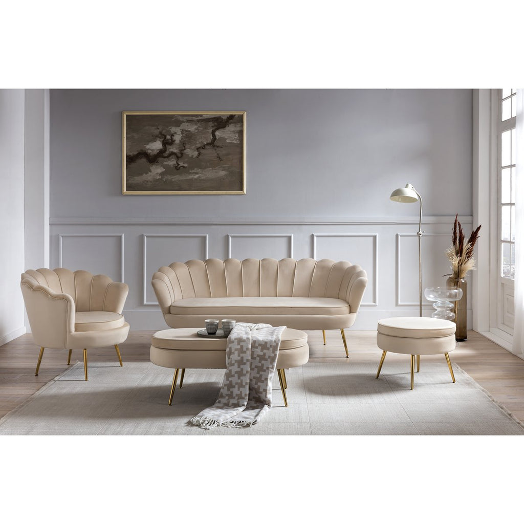 Shell bank 3 zits in beige fluweel SalesFever