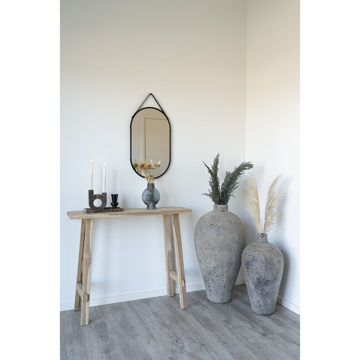 Trapani Spiegel - Zwart, Staal/kunstleer, 35x60 cm House Nordic ApS