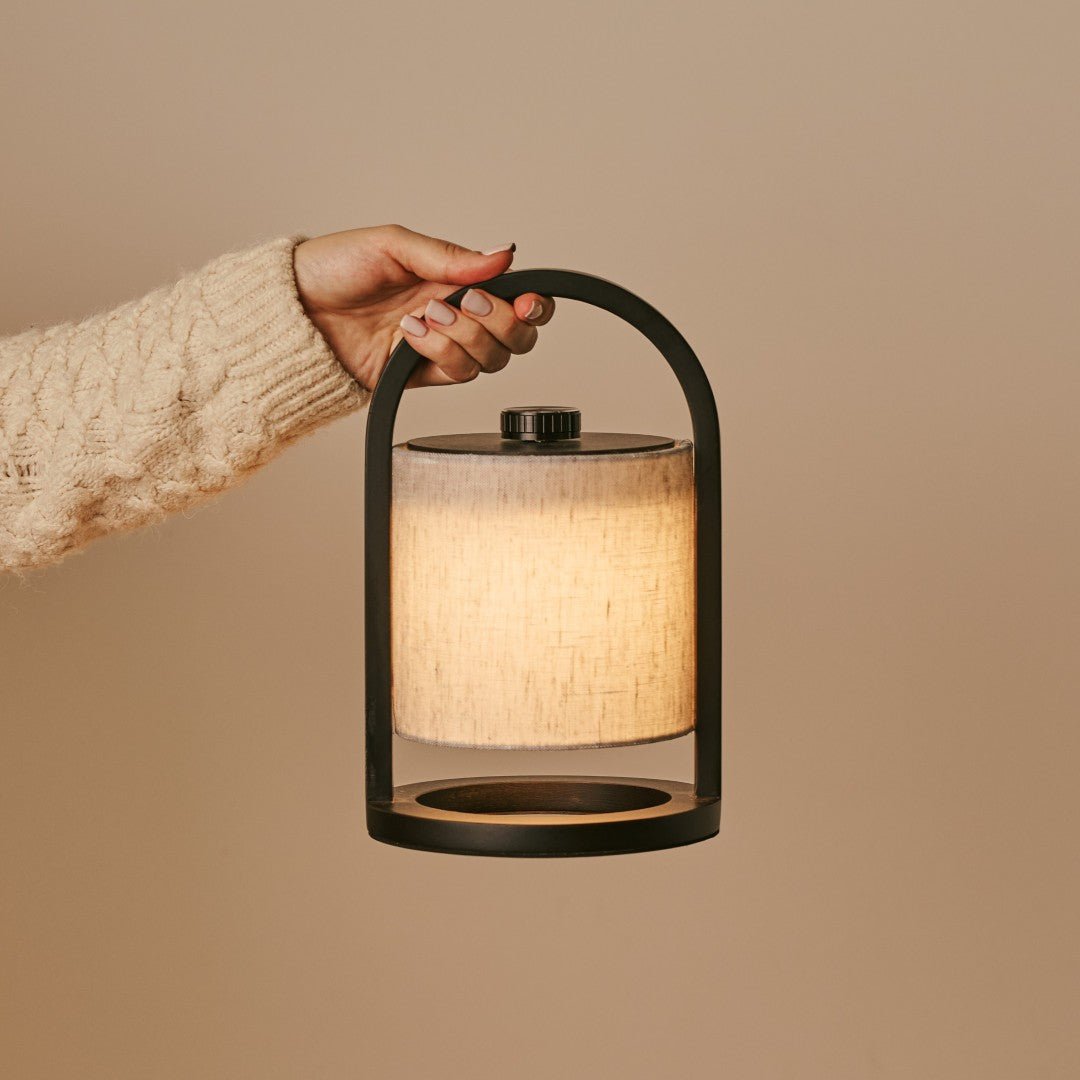 River Black & Gray Wooden oplaadbare lamp - Dimable & snateloze licht Tavellio - Amsterdam